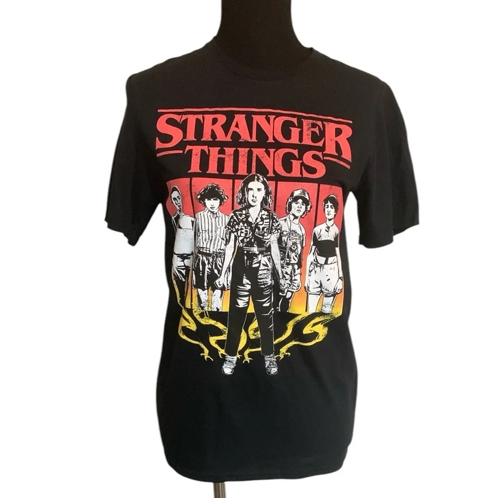 NWT Stranger Things Netflix Black Cotton Short Sleeve Tee Unisex Size Small - Picture 1 of 8